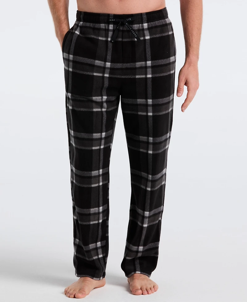 Perry Ellis Portfolio Men's Fleece Buffalo Plaid Print Sleep Pants