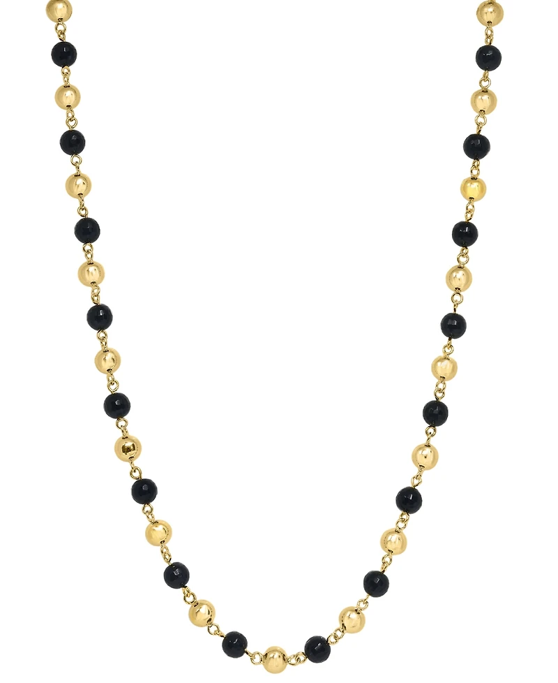 Effy Collection Black Agate Necklace (39 ct. t.w.) in 14k Gold Plated Silver
