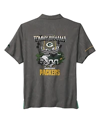 Tommy Bahama Men's Gray Green Bay Packers Endzone Paradise Coolmax Button-Up Shirt