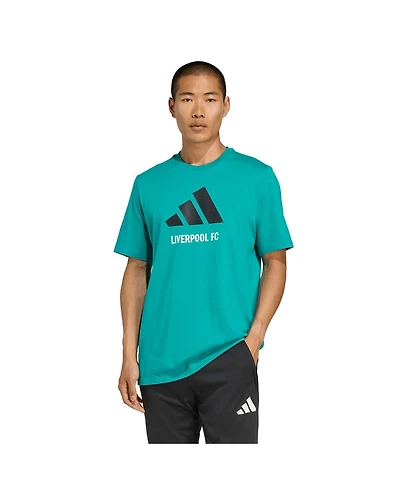 Adidas Men's Green Liverpool Three-Stripes Wordmark T-Shirt