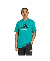 Adidas Men's Green Liverpool Three-Stripes Wordmark T-Shirt