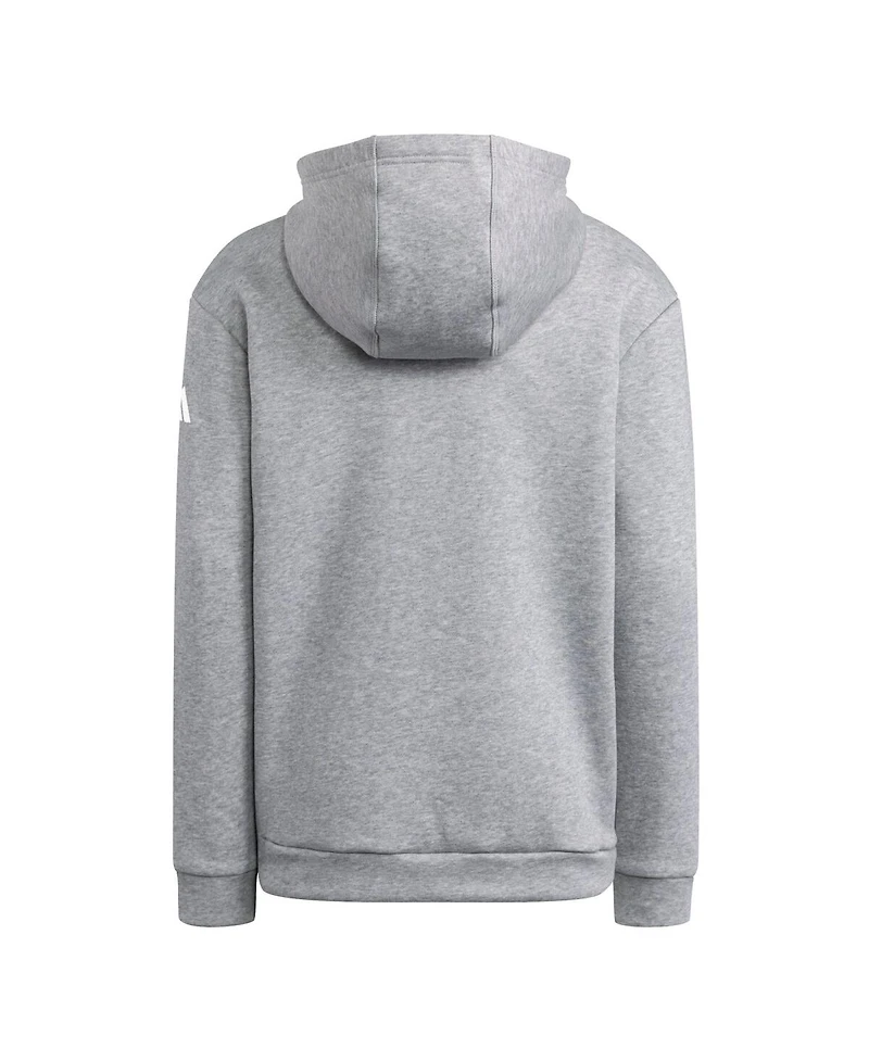 Adidas Big Boys and Girls Heather Gray Miami Hurricanes Puffed Out Pullover Hoodie