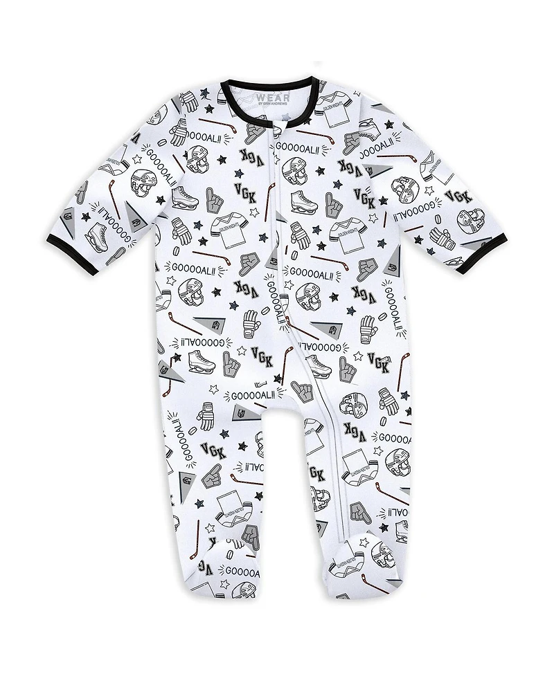 Wear by Erin Andrews Baby Boys and Girls Vegas Golden Knights Sleep Play Sleeper Set with Bib