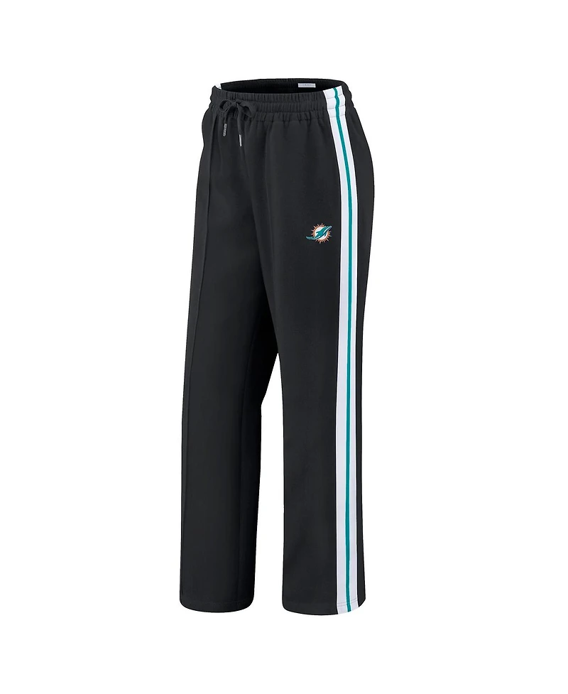 Wear by Erin Andrews Women's Black Miami Dolphins Color-Block Straight Leg Pants
