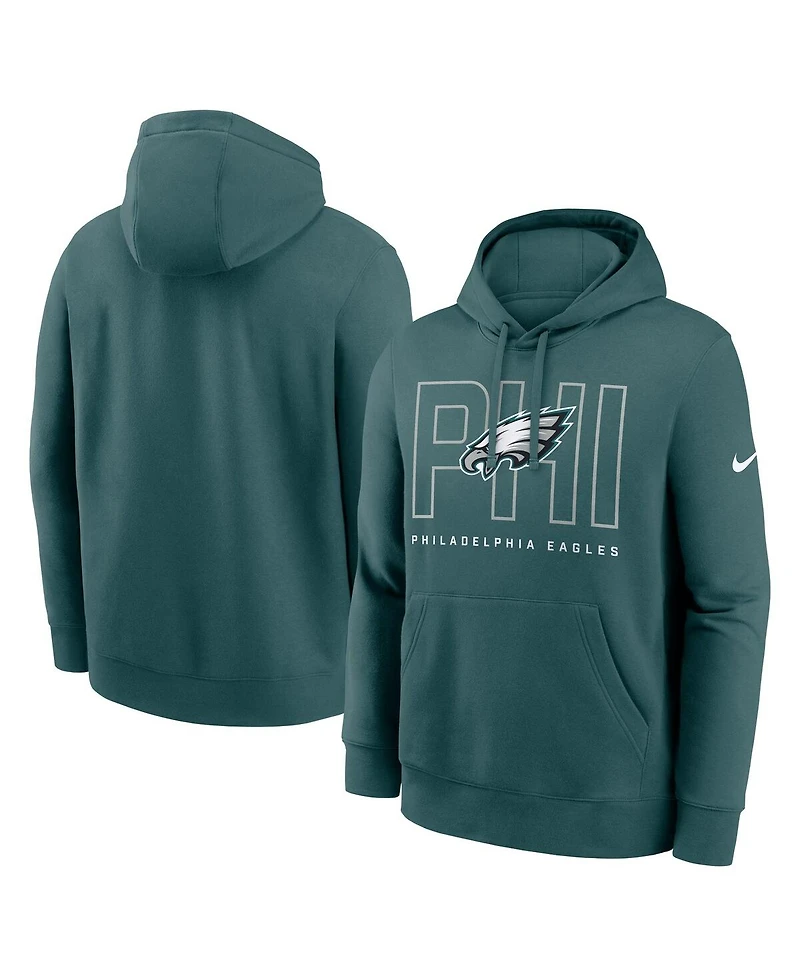 Nike Men's Midnight Green Philadelphia Eagles Busted Play Club Fleece Pullover Hoodie