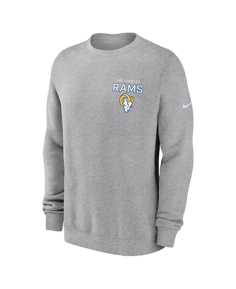 Nike Men's Heather Gray Los Angeles Rams Primetime Club Fleece Pullover Sweatshirt