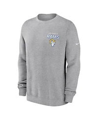 Nike Men's Heather Gray Los Angeles Rams Primetime Club Fleece Pullover Sweatshirt