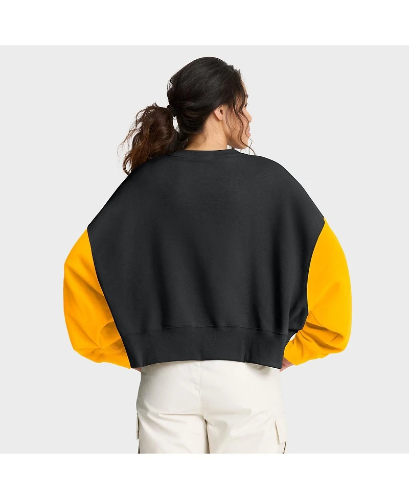 Nike Women's Black Pittsburgh Steelers Oversized Color-Block Pullover Sweatshirt