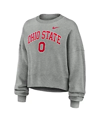 Nike Women's Heather Gray Ohio State Buckeyes Oversized Phoenix Arch Pullover Sweatshirt