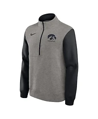 Nike Men's Heather Gray/Black Iowa Hawkeyes Club Fleece Half-Zip Pullover Sweatshirt