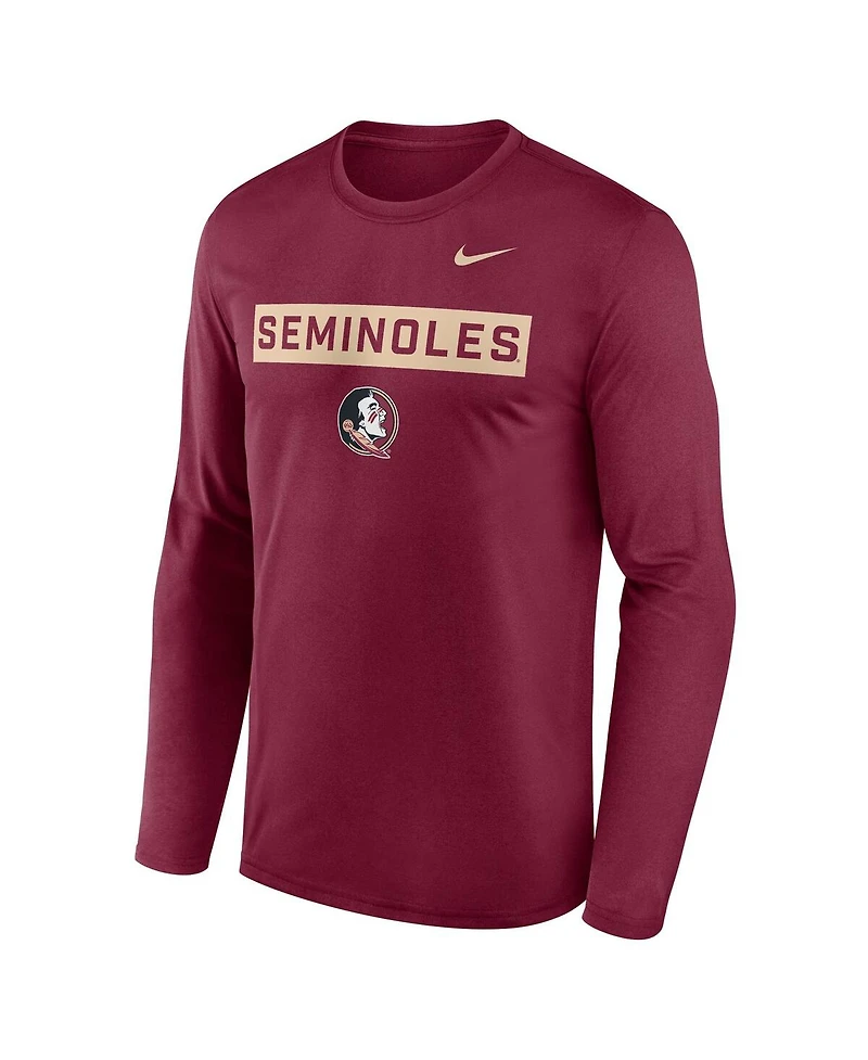 Nike Men's Garnet Florida State Seminoles Primetime Campus 2-Hit Legend Long Sleeve T-Shirt