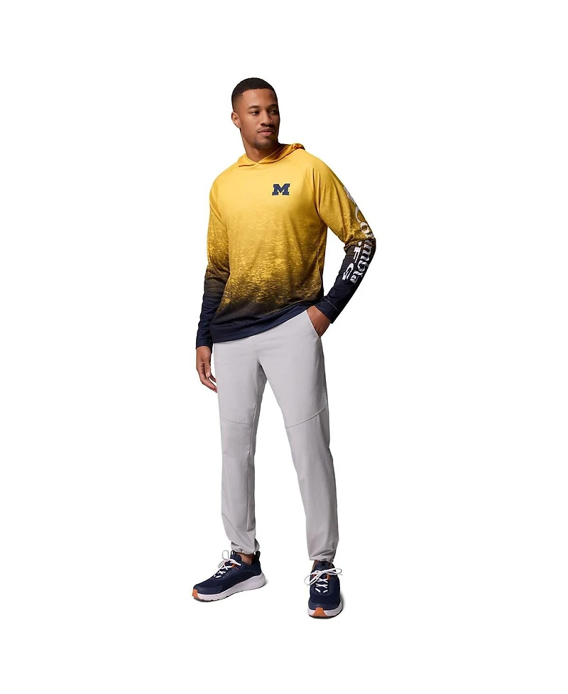 Columbia Men's Maize Michigan Wolverines Pfg Gradient Water Super Terminal Tackle Hoodie Omni-Wick T-Shirt