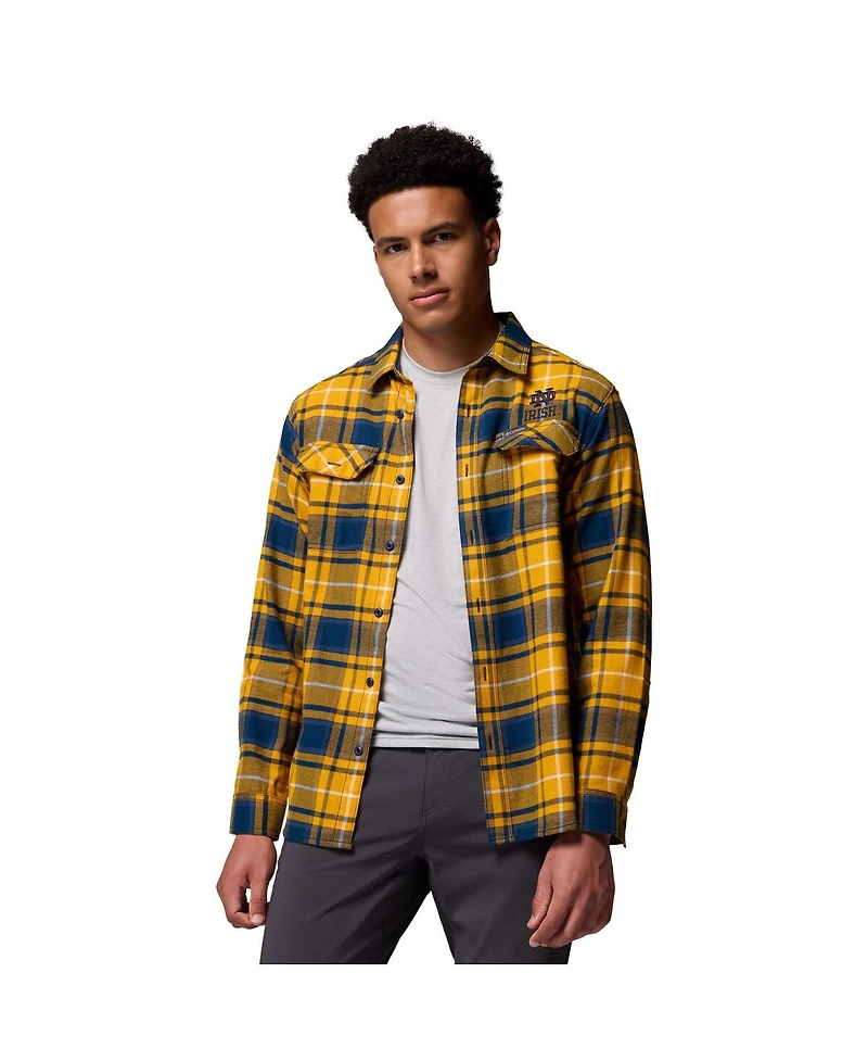Columbia Men's Gold Notre Dame Fighting Irish Flare Gun Omni-Wick Flannel Long Sleeve Button-Up Shirt
