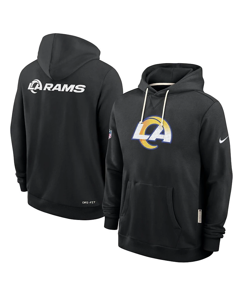 Nike Men's Black Los Angeles Rams Sideline Standard Issue Initial Home Dri-fit Hoodie