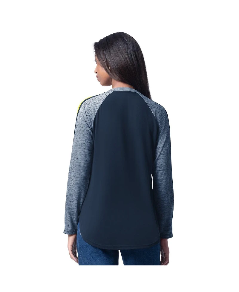 G-iii 4Her by Carl Banks Women's Navy Milwaukee Brewers Top Dog Raglan Long Sleeve V-Neck T-Shirt