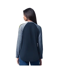 G-iii 4Her by Carl Banks Women's Navy Milwaukee Brewers Top Dog Raglan Long Sleeve V-Neck T-Shirt
