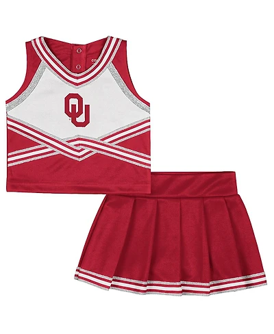 Colosseum Girls Toddler 2-Piece Crimson Oklahoma Sooners Lollipop Park Cheer Set