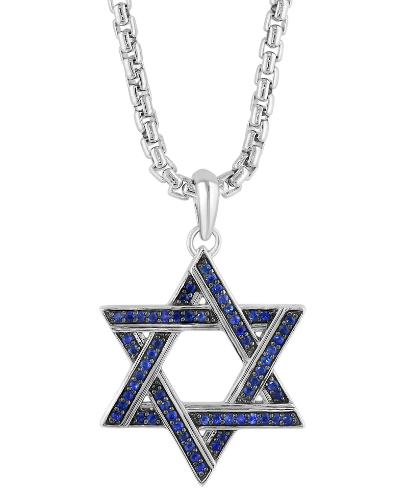 Effy Collection Blue Saphire Pendant Necklace (5/8 ct. t.w.) in Sterling Silver