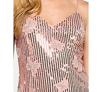 Seni & Cade Juniors' Butterfly Sequin V-Neck Bodycon Dress