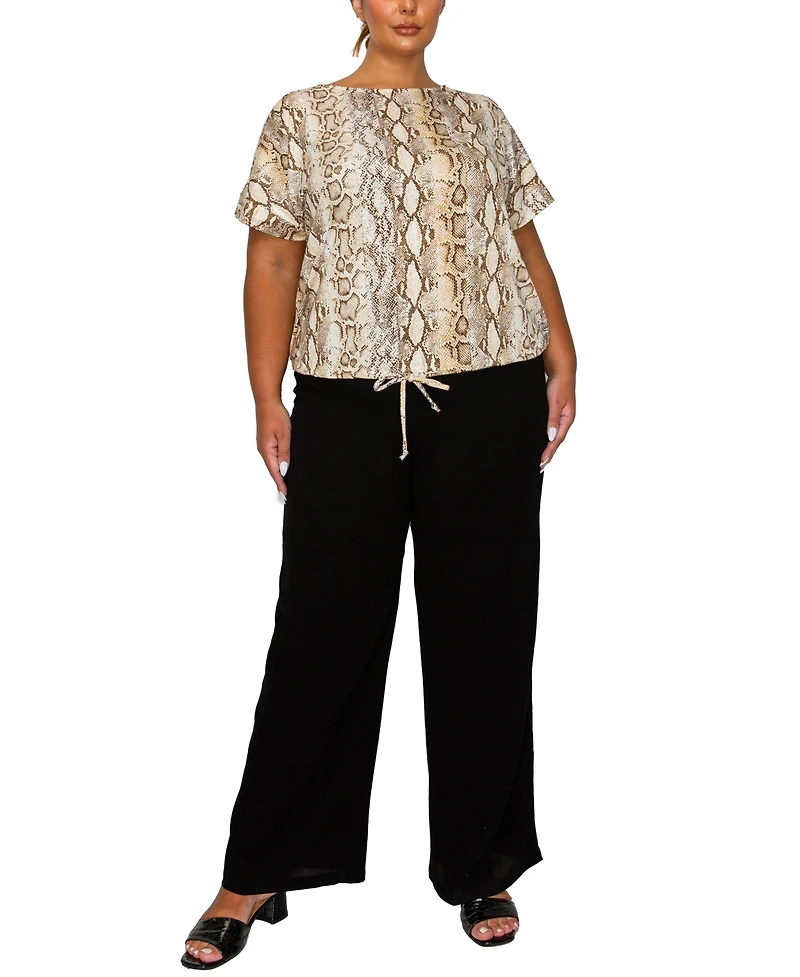 Coin 1804 Plus Python Cinch Waist Dolman Top