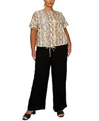 Coin 1804 Plus Python Cinch Waist Dolman Top