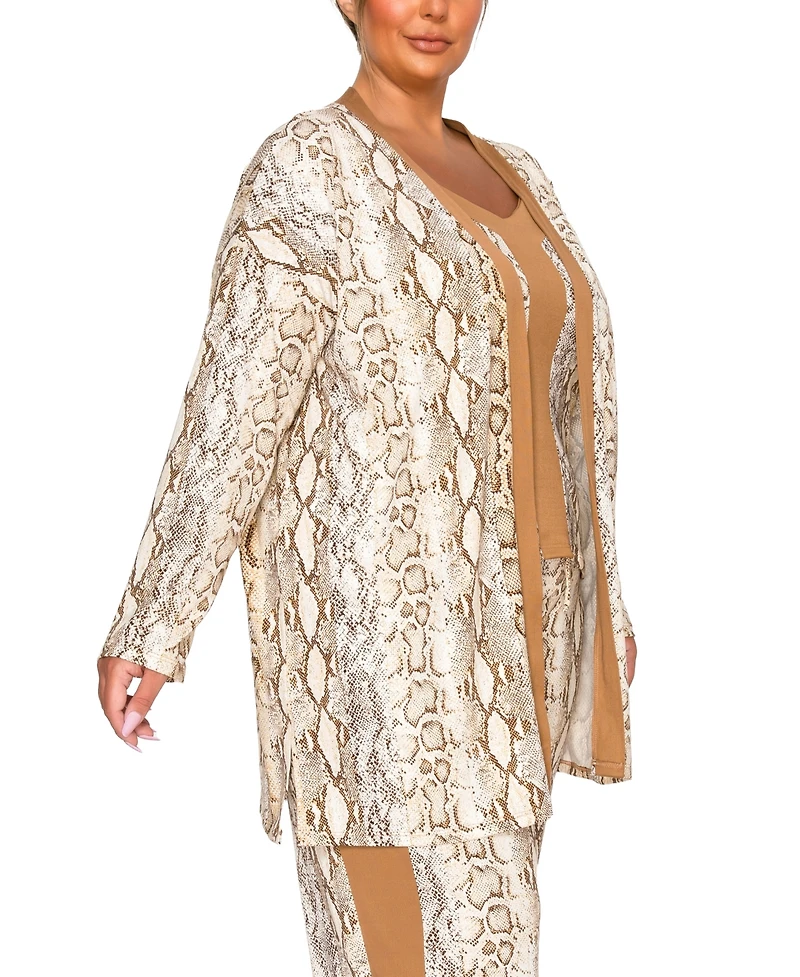 Coin 1804 Plus Python Contrast Cardigan Sweater
