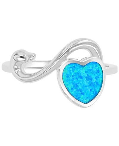 Macy's Heart Shape Opal (0.35 ct. t.w.) Ring Sterling Silver