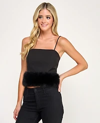 Seni & Cade Juniors' Faux Fur-Hem Top
