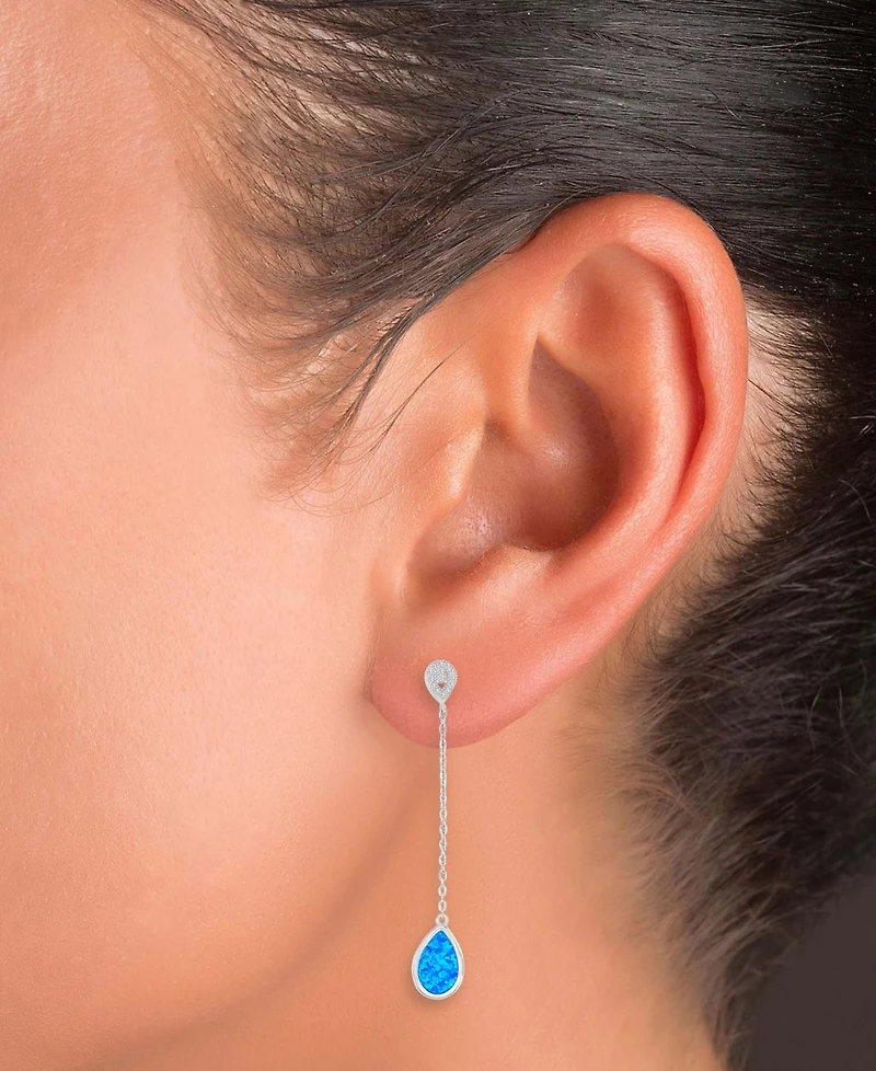 Macy's Opal Earrings in Sterling Silver
