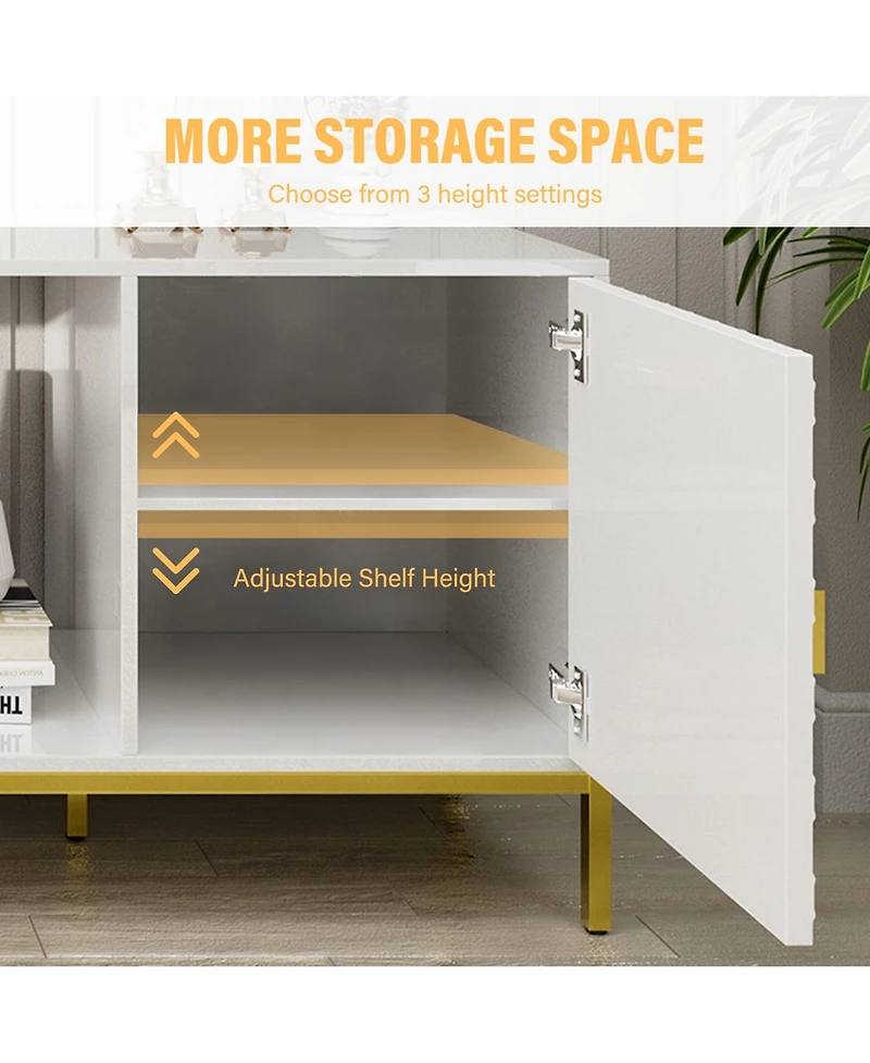 70 inches Mdf Tv Stand With Storage Cabinets