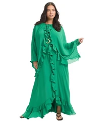 June + Vie Women's Plus Ruffled Chiffon Cape Maxi Dress