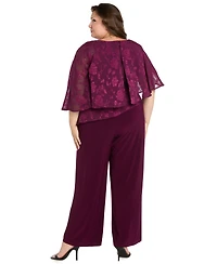 R & M Richards Plus Overlay Sleeveless Jumpsuit