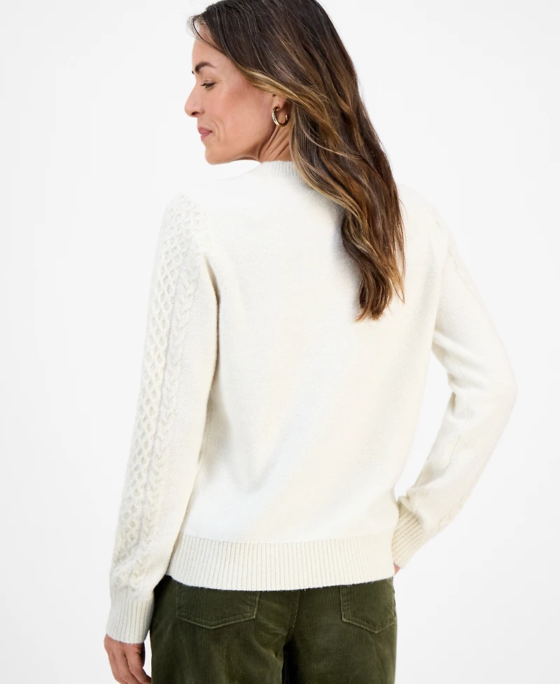 Style & Co Petite Shine Cable-Knit Sweater, Macy's Exclusive