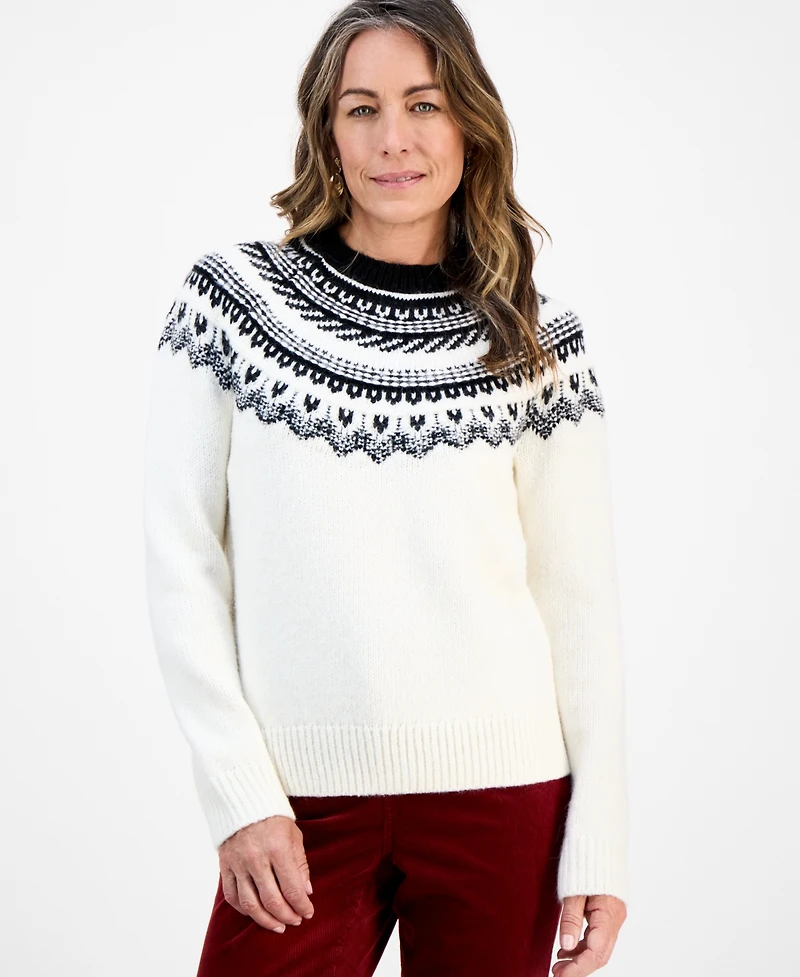 Style & Co Petite Fair Isle Crewneck Sweater, Macy's Exclusive