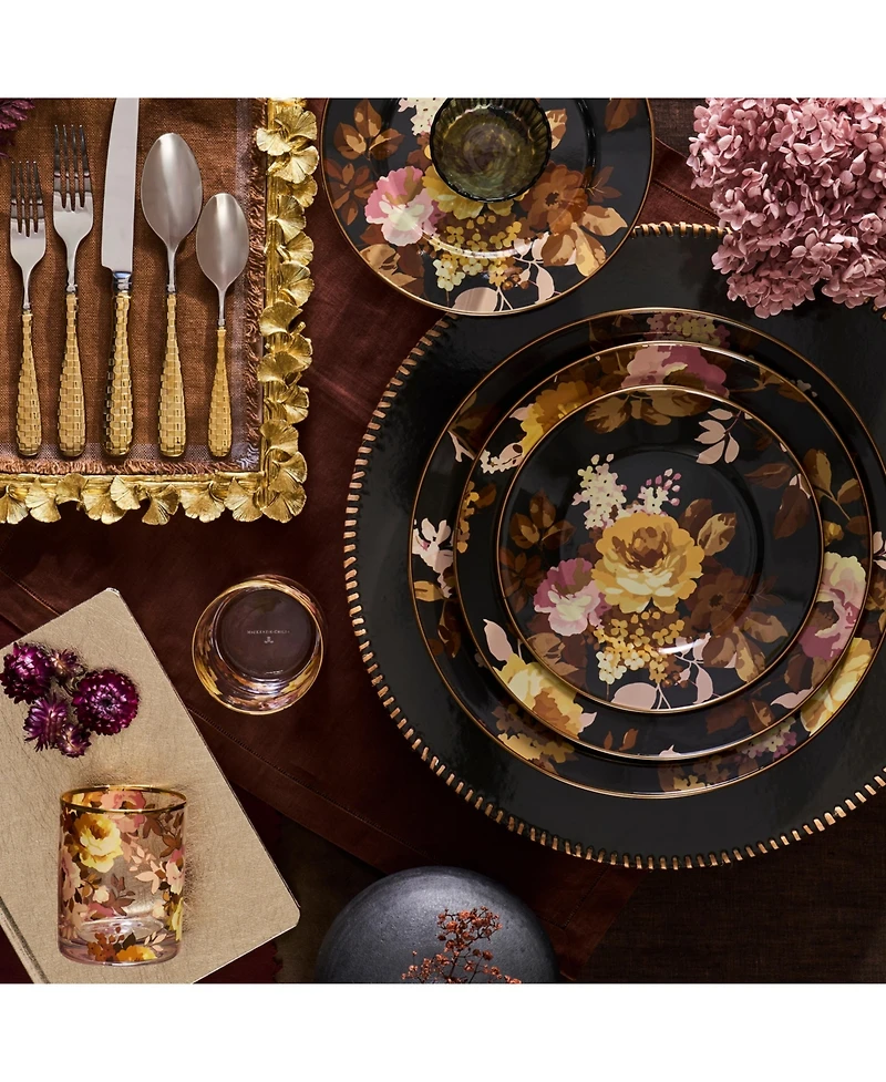 MacKenzie-Childs Wild Rose Brown Salad Plate
