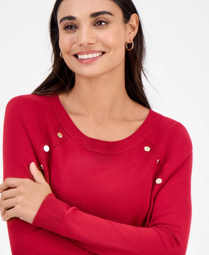 Jm Collection Petite Button-Detail Sweater, Macy's Exclusive