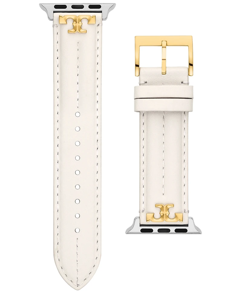 Tory Burch Women's Ivory Leather Band for Apple Watch, 38-45mm