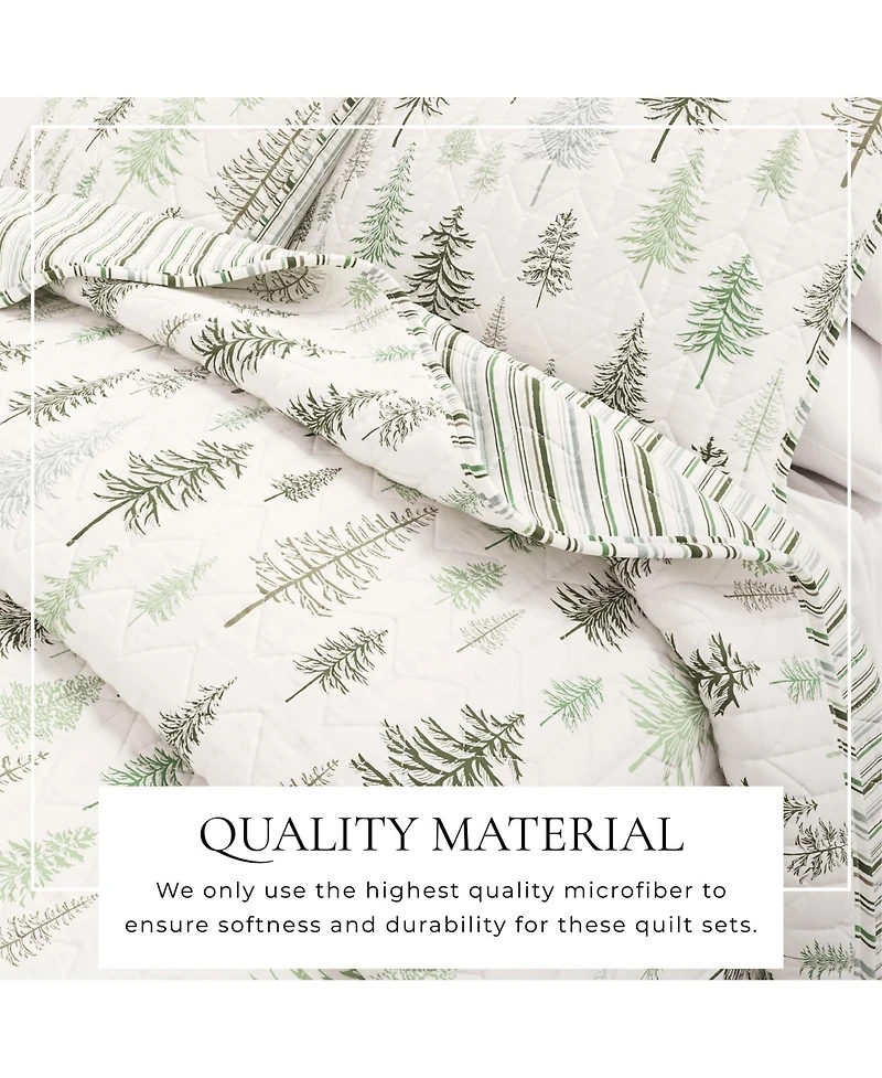 Linery & Co. Rustic Lodge Trees Microfiber Quilt Set With Shams