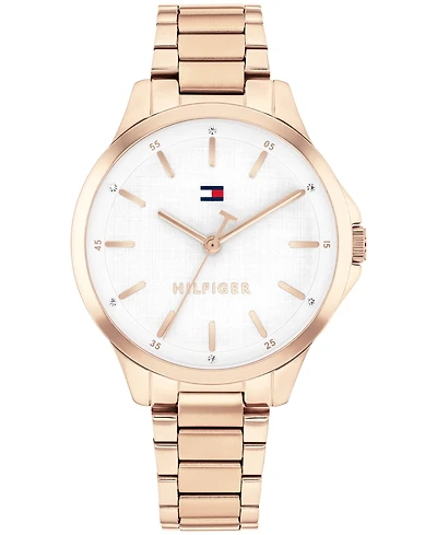 Tommy Hilfiger Women's Quartz Carnation Gold Tone Stainless Steel Bracelet Watch, 34mm