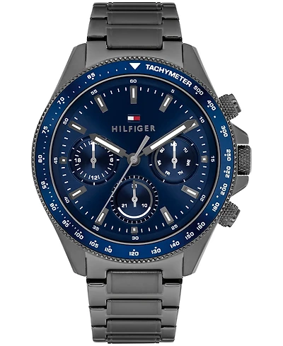Tommy Hilfiger Men's Multifunction Ionic Plated Gray Stainless Steel Bracelet Watch, 44mm