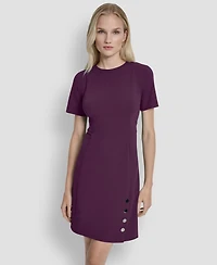Dkny Women's Short Sleeve Jewel Neck Sheath Dress