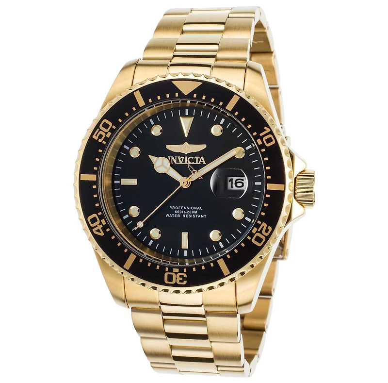 Invicta Men's 22062 Pro Diver Quartz 3 Hand Black Dial Watch