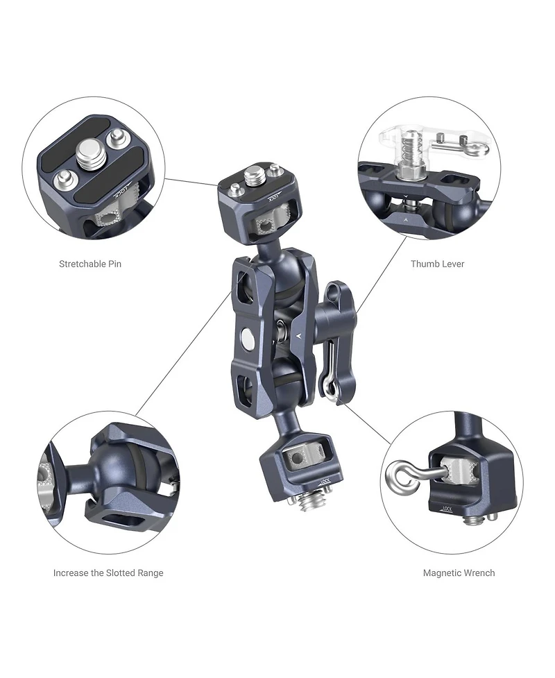 SmallRig Magic Arm with Dual Ball Heads, Arri Locating Screw and 1/4" Screw