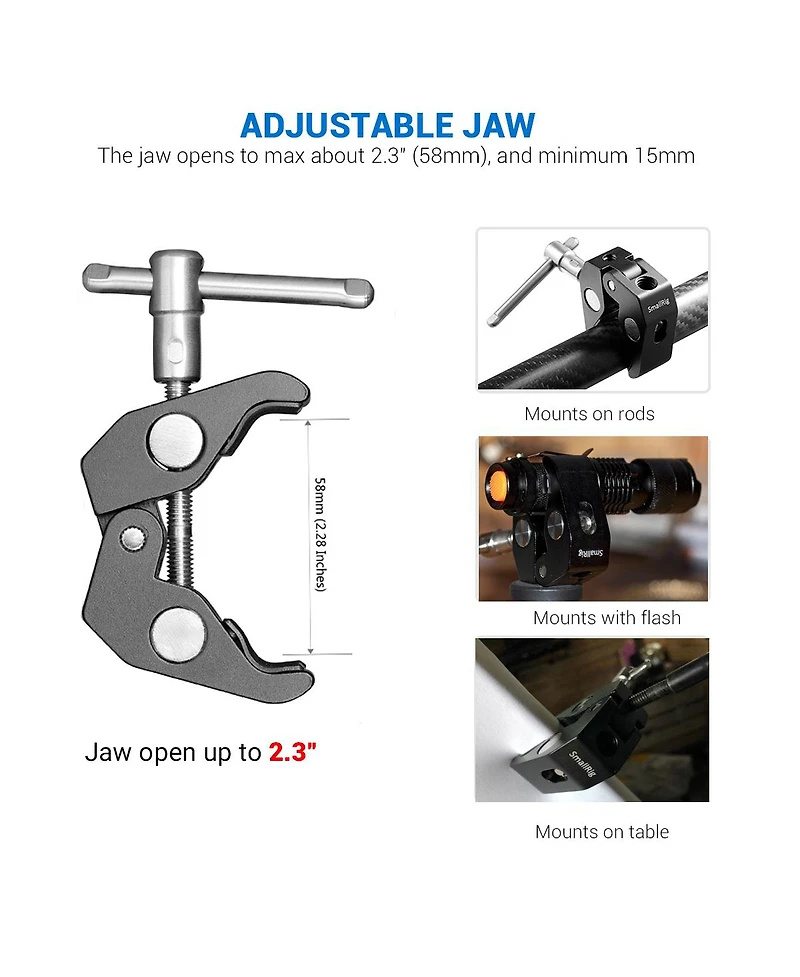 SmallRig Super Clamp with 1/4" and 3/8" Thread
