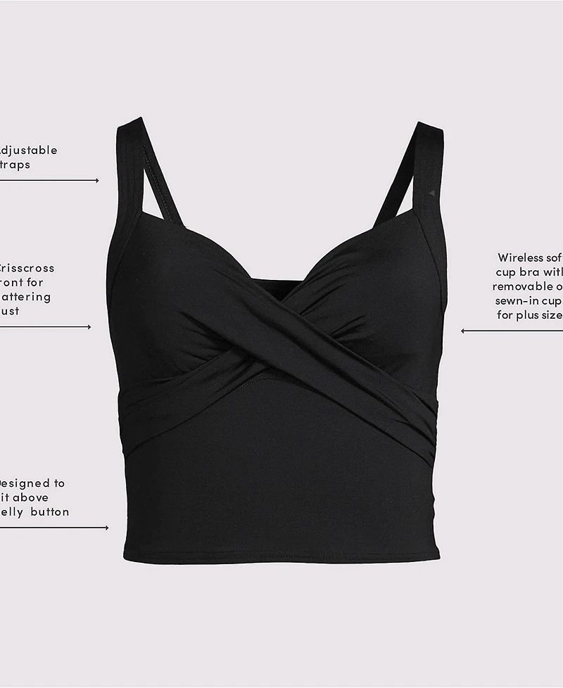 Lands' End Plus Ddd-Cup V-Neck Wrap Midkini Top