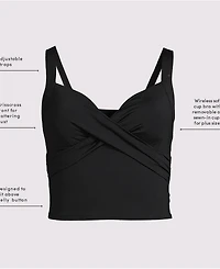 Lands' End Plus Ddd-Cup V-Neck Wrap Midkini Top