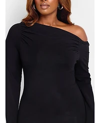 Rebdolls Plus Asymmetrical Hem Bodycon Mini Dress