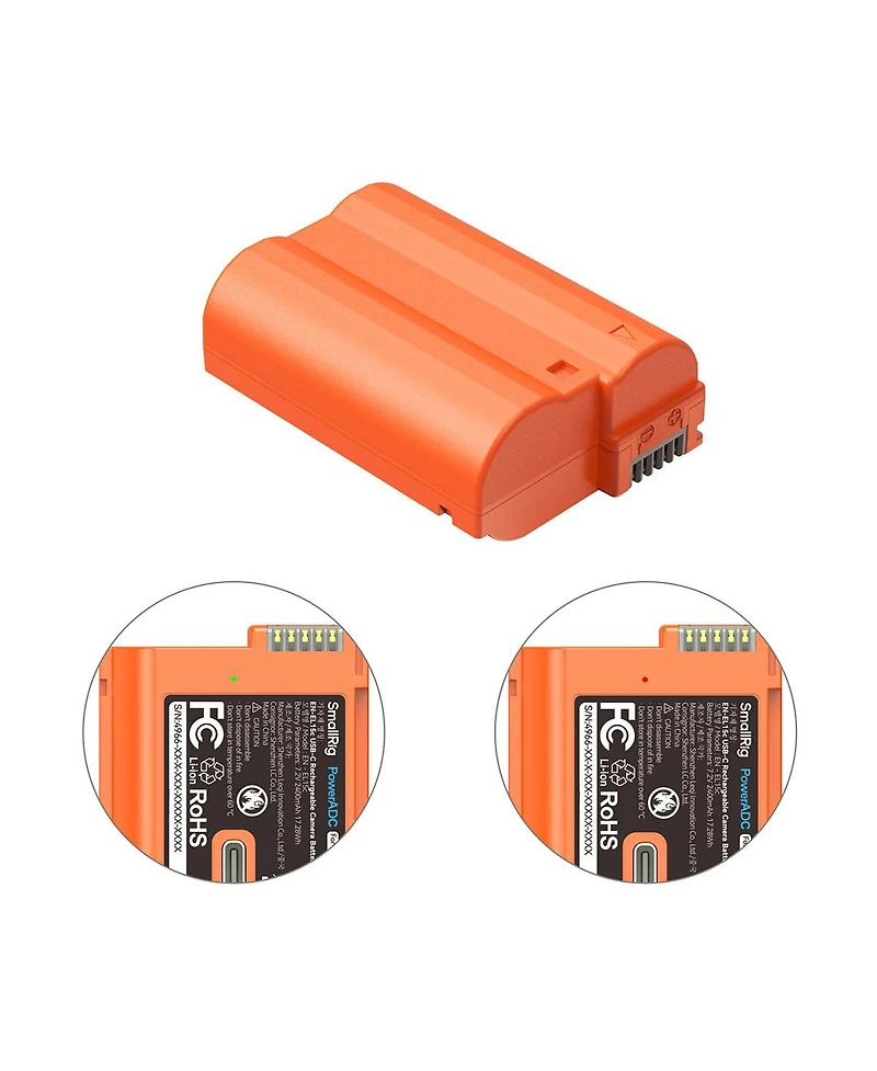 SmallRig En-EL15c 17.28Wh 7.2V 2400mAh Usb-c Rechargeable Camera Battery, Orange