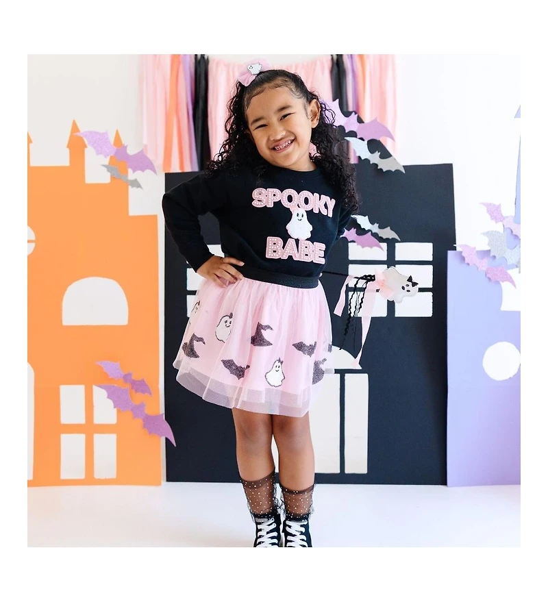 Sweet Wink Little and Big Girls Spooky Babe Sequin Halloween Tutu Skirt