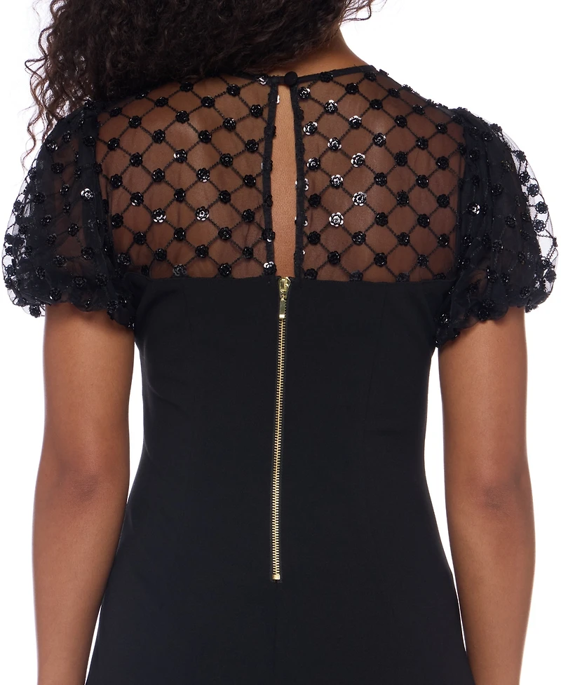 B Darlin Women's Embellished Puff Sleeve Dress